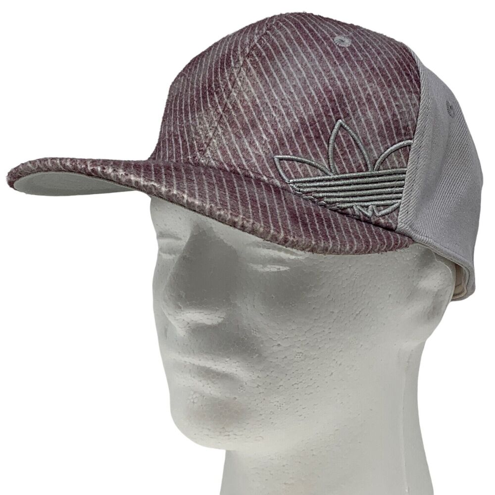 Adidas Trefoil Hat Cap Flex Fitted L Large Gray Red 6 Panel Wool Blend